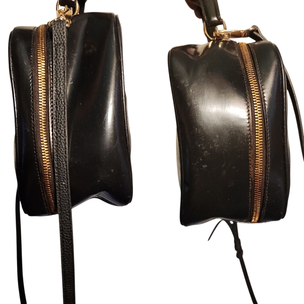 Gucci Black Patent Vanity Lunch Box Top Handle Bag Crossbody Authentic 100% - Picture 8 of 15